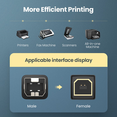 Cáp máy in USB-C to USB-B Ugreen US370 Dài 1M-3M Đầu bọc nhôm dây dù Chính Hãng
