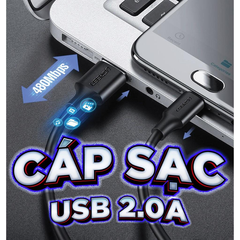 Cáp sạc Micro USB UGREEN US289 Sạc ổn định dòng 2.4A, tốc độ truyền dữ liệu 480Mbps