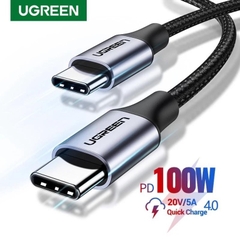 Cáp USB Type C sạc 100w 5A QC3.0 Ugreen US136 dây bọc dù đầu nhôm