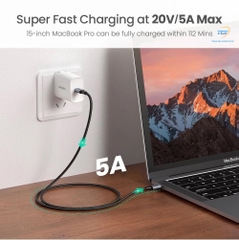 Cáp USB Type C sạc 100w 5A QC3.0 Ugreen US136 dây bọc dù đầu nhôm