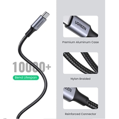 Cáp USB Type C sạc 100w 5A QC3.0 Ugreen US136 dây bọc dù đầu nhôm