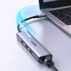 Bộ Chuyển Hub USB-C to LAN 100/1000Mbps Kèm HUB 3 Cổng USB 3.0 Ugreen 20920 Chính Hãng
