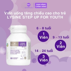 Viên nhai tăng chiều cao Lysine Step Up For Youth Bioisland 60 viên