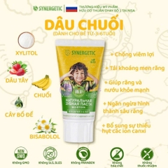 Kem đánh răng thiên nhiên SYNERGETIC vị dâu tây & chuối 50G ( 3 - 6 tuổi) - Bé Trai