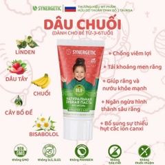 Kem đánh răng thiên nhiên SYNERGETIC vị dây tây & chuối 50G (3-6 tuổi)