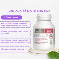 Viên nhai bổ sung kẽm cho bé Bio Island Zinc H/120v của Úc
