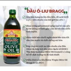 Dầu oliu hữu cơ ép lạnh Bragg 473ml