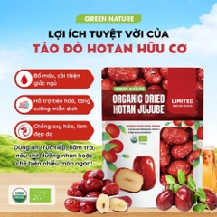 Táo đỏ hữu cơ Hotan 500gr - Green Nature - Size VIP: 60-70 quả / 1kg