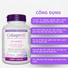 Viên uống Collagen30 H/180v WEBBER NATURALS Collagen Peptide hoạt tính sinh học cao