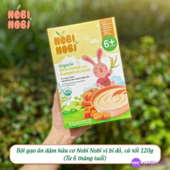 Thực phẩm bổ sung bột gạo ăn dặm hữu cơ Nobi Nobi vị bí đỏ, cà rốt 120g
