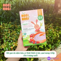 Thực phẩm bổ sung bột gạo ăn dặm hữu cơ Nobi Nobi vị táo, quả mọng 120g