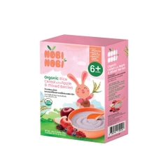 Thực phẩm bổ sung bột gạo ăn dặm hữu cơ Nobi Nobi vị táo, quả mọng 120g