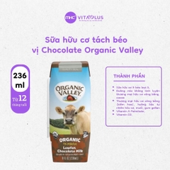 Sữa hữu cơ tách béo vị Chocolate Organic Valley 236 ml