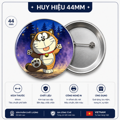 Huy hiệu cài áo Doraemon Chồn Tanuki 44mm - Phiên bản Rừng Đêm