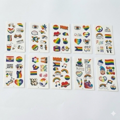 Combo 10 Tờ Hình Xăm Dán Tạm Thời Pride – Sắc Màu Cầu Vồng LGBT Vui Nhộn