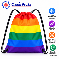 Balo Dây Rút Unisex Họa Tiết Cầu Vồng LGBT – Túi Rút Dù Chống Thấm Nước Gọn Nhẹ