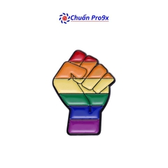 Ghim Cài LGBT Nắm Đấm Cờ Cầu Vồng Pride