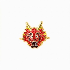 Ghim Cài Áo Hình Đầu Rồng Đỏ May Mắn - Pin Cài Balo Kim Loại Dragon Enamel Pin Chuẩn Pro9x