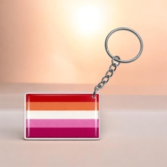Móc khóa LGBT Lesbian hình chữ nhật nhựa dẻo