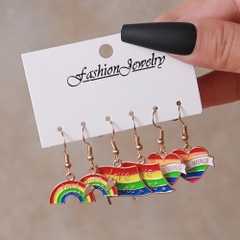 Bông tai cầu vồng LGBT lục sắc set 3 đôi bông tai