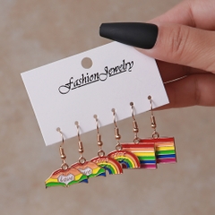Bông tai cầu vồng LGBT lục sắc set 3 đôi bông tai