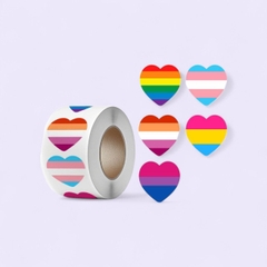 500 sticker LGBT nhãn dán trái tim đa sắc 1 Inch