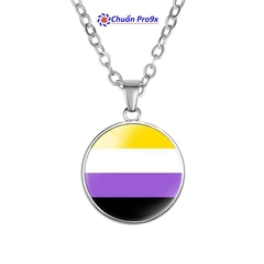 Dây chuyền LGBT mặt tròn Non binary Phi nhị nguyên giới