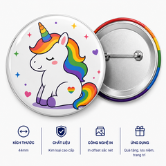 Huy Hiệu LGBT Rainbow Buddies RB08 – Kỳ Lân Minimal 44mm
