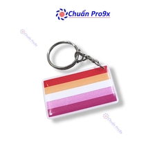 Móc khóa LGBT Lesbian hình chữ nhật nhựa dẻo