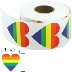 500 Sticker LGBT Trái Tim Cầu Vồng 1 inch