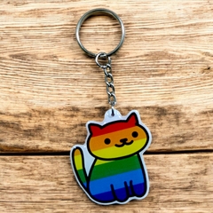 Móc Khoá LGBT lục sắc hình mèo JD3433
