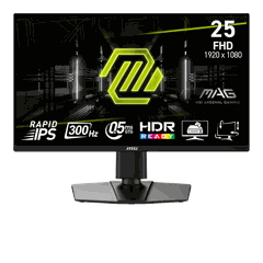 Màn hình Gaming FPS MSI MAG 255PXF | 25 inch, Full HD, Rapid IPS, 300Hz, 0.5ms, Phẳng, Chân CTH