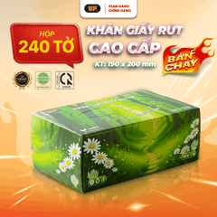 Khăn Giấy Rút Cao Cấp BP Tissue Hộp 240 Tờ 100% Bột Giấy Nguyên Sinh Thấm Hút Tốt An Toàn Cho Da