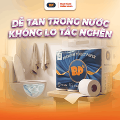 Combo 3 Bịch Giấy Vệ Sinh Có Lõi 12 Cuộn  BP TISSUE + Tặng 2 Gói Giấy Rút 270 Tờ Chất Liệu Nguyên Sinh An Toàn