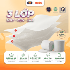 Giấy Vệ Sinh Cao Cấp BP Tissue Bịch 10 Cuộn 3 Lớp Dày Mềm 100% Bột Giấy Nguyên Sinh An Toàn Tiện Lợi