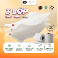 Giấy Vệ Sinh Có Lõi Cao Cấp BP Tissue 12 Cuộn 3 Lớp Chất Liệu Mềm Mại An Toàn Loại Bỏ 99% V.i K.huẩn Thấm Hút Tốt Tiện Lợi