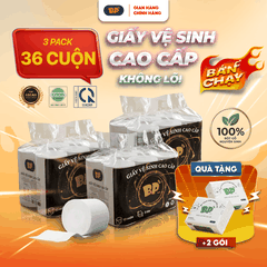 Giấy Vệ Sinh Cao Cấp Không Lõi BP Tissue 12 Cuộn 3 Lớp Chất Liệu Mềm Mại An Toàn Loại Bỏ 99% V.i K.huẩn Thấm Hút Tốt Tiện Lợi