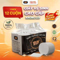 Giấy Vệ Sinh Cao Cấp Không Lõi BP Tissue 12 Cuộn 3 Lớp Chất Liệu Mềm Mại An Toàn Loại Bỏ 99% V.i K.huẩn Thấm Hút Tốt Tiện Lợi