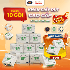 Mua 10 Tặng 2 Gói Khăn Giấy Rút BP Tissue Gói 270 Tờ 3 Lớp Dày Mềm Thấm Hút Nhanh Thiết Kế Tiện Lợi