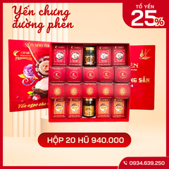 Hộp 20 hũ Yến chưng sẵn MIX VỊ – 25% tổ Yến
