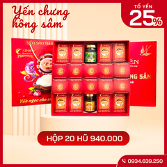 Hộp 20 hũ Yến chưng sẵn MIX VỊ – 25% tổ Yến