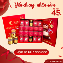 Hộp 20 hũ Yến chưng sẵn MIX VỊ – 45% tổ Yến
