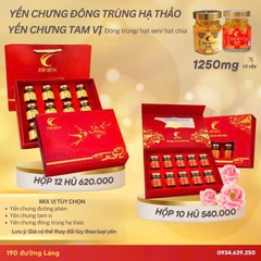 Hộp quà 12 hũ yến chưng đông trùng hạ thảo 1250mg