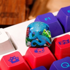 Blue Octopus Artisan Keycap Breakwooden 2