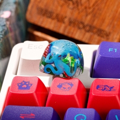 Blue Octopus Artisan Keycap Breakwooden 2