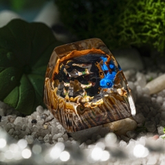 Brown and Blue Koi Fish Artisan Keycap Breakwooden