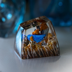 Brown and Blue Koi Fish Artisan Keycap Breakwooden