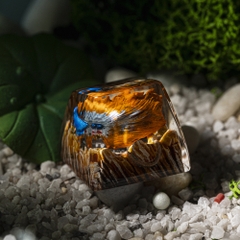 Brown and Blue Koi Fish Artisan Keycap Breakwooden