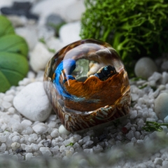 Brown and Blue Koi Fish Artisan Keycap Breakwooden