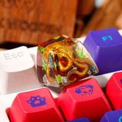 Gold Octopus Artisan Keycap Breakwooden
